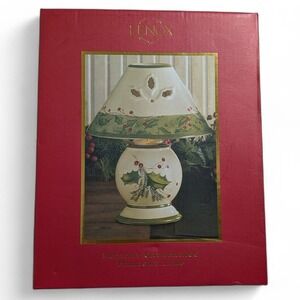 NIB Lenox Holiday Gatherings Christmas Tealight Votive Candle Ceramic Lamp